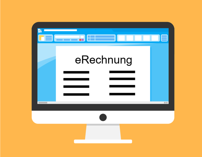 Stilisierter Bildschirm, auf dem eine elektronische Rechnung zu sehen ist
